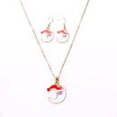 Fashion Charming Christmas Metal Zinc Alloy Necklace Earrings Enamel Jewelry Set for Woman Girls Party Holiday