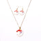 Fashion Charming Christmas Metal Zinc Alloy Necklace Earrings Enamel Jewelry Set for Woman Girls Party Holiday