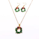 Fashion Charming Christmas Metal Zinc Alloy Necklace Earrings Enamel Jewelry Set for Woman Girls Party Holiday