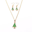 Fashion Charming Christmas Metal Zinc Alloy Necklace Earrings Enamel Jewelry Set for Woman Girls Party Holiday