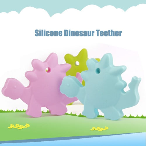 100% Food Grade Silicone Baby Hand Held Dinosaur Animal Teether Teething Pendant for Necklace Chew Toddler Nursing Jewelry Toy Mom to Wear BPA Free