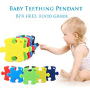 100% Food Grade Silicone Hand Held Irregular Jigsaw Puzzle Autism Awareness Teether Teething Pendant for Necklace Chew Baby Toddler Nursing Jewelry Toy Mom to Wear BPA Free DIY