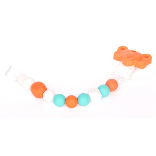 100% Food Grade Cute Colorful Silicone BPA Free Pacifier Clip Holder Chain Soft Beads for Teething Teether Chew Nursing Soothing Jewelry Toy Baby Boys Girls Toddler Gift