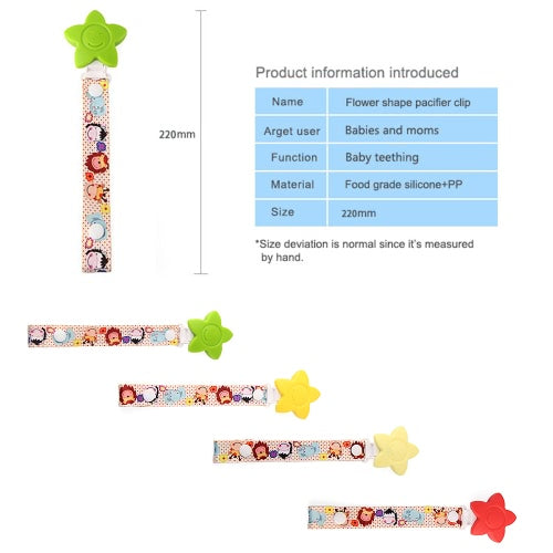 BPA الحرة على شكل زهرة لهاية سيليكون كليب حامل عضاضة سلسلة مهديء الشريط التسنين قلادة الحيوان الكرتون نمط تصميم ألعاب الأطفال دش هدية