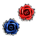 Fashion Alloy Crystal Rhinestone Ear Stud Earrings for Women Girl Rose Flower Red Blue Optional Gift Party Wedding Jewelry Accessories Charming Luxury