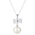 Simple New Fashion Drop Design Pendant Necklace Women Pearl Butterfly Pattern Zircon Collar Clavicle Chain