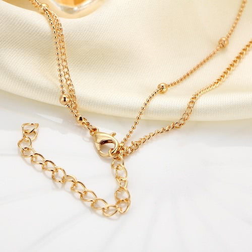 Elegant Multilayer Chain Natural Crystal Pendant Choker Gold Alloy Casual Short Clavicle Necklaces Women Unique Jewelry