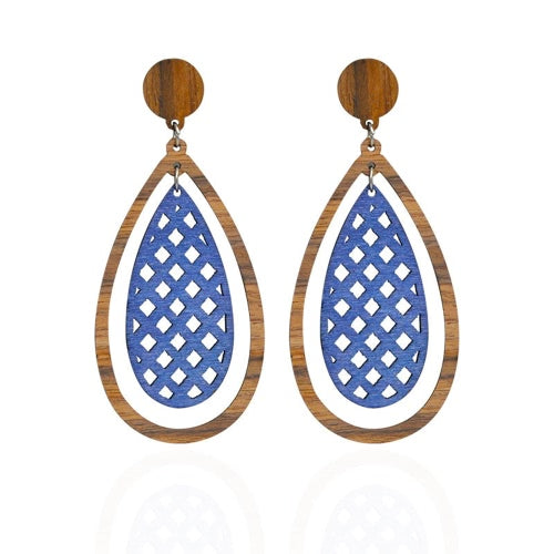 Fashion Lady Natural Wooden Ear Studs for Women Water Shape Drop Dangle Earrings