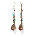 Bohemian Style Vintage Feather Earrings Long Tassel Chain Drop Dangle Earrings for Women