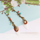 Bohemian Style Vintage Feather Earrings Long Tassel Chain Drop Dangle Earrings for Women