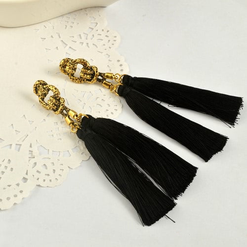 Fashion Popular Retro Bohemian Style Long Tassel Drop Earrings for Women Travel Vintage Jewelry