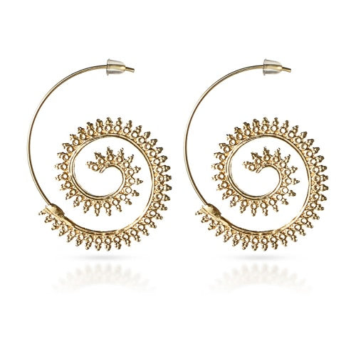 Fashion Vintage Plated Circles Round Spiral Heart Water-drop Shaped Dangle Earrings Charm Unique Women Party Earrings Jewelry