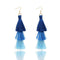 Fashion Retro Bohemia Three-layer Color Long Fringe Dangle Hook Earrings for Women Jewelry