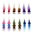 Fashion Retro Bohemia Three-layer Color Long Fringe Dangle Hook Earrings for Women Jewelry