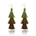 Fashion Retro Bohemia Three-layer Color Long Fringe Dangle Hook Earrings for Women Jewelry