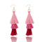 Fashion Retro Bohemia Three-layer Color Long Fringe Dangle Hook Earrings for Women Jewelry