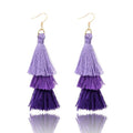 Fashion Retro Bohemia Three-layer Color Long Fringe Dangle Hook Earrings for Women Jewelry