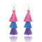 Fashion Retro Bohemia Three-layer Color Long Fringe Dangle Hook Earrings for Women Jewelry