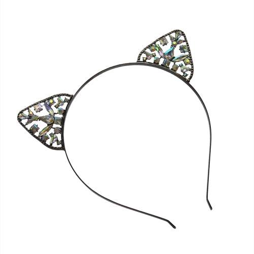 Fashion Cat Ears Hair Hoop Headband for Women Cute Cat Ears Crystal Crown Tiara Hairband Princess Headdress