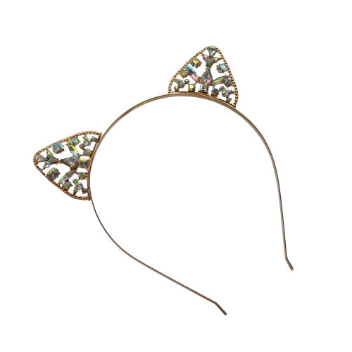 Fashion Cat Ears Hair Hoop Headband for Women Cute Cat Ears Crystal Crown Tiara Hairband Princess Headdress