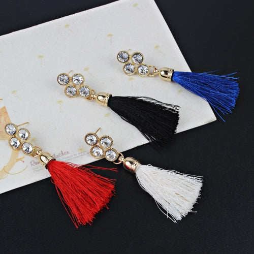 Women Fashion Rhinestones Wool Rope Tassels Earring Gorgeous Jewelry Retro Drop Earring