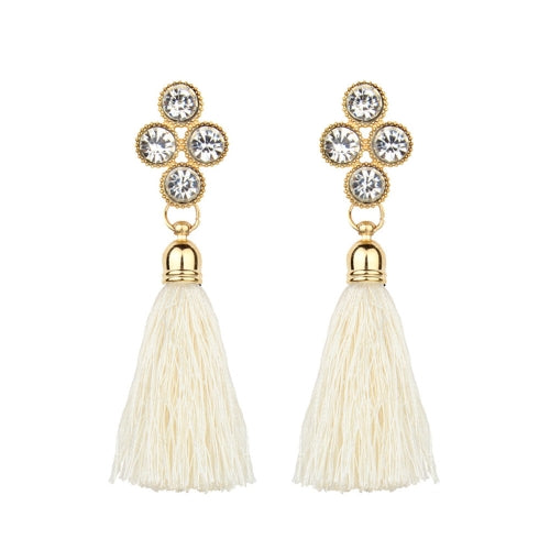 Women Fashion Rhinestones Wool Rope Tassels Earring Gorgeous Jewelry Retro Drop Earring