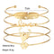 Fashion 4Pcs Bracelet Set Letter Love Cute Antler Feather Shape Alloy Bracelets Opening Design Women Personality Jewelry