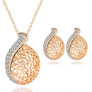 Fashion Hollowed-out Jewelry Set Alloy Rhinestone Necklace Earrings Women Jewelry