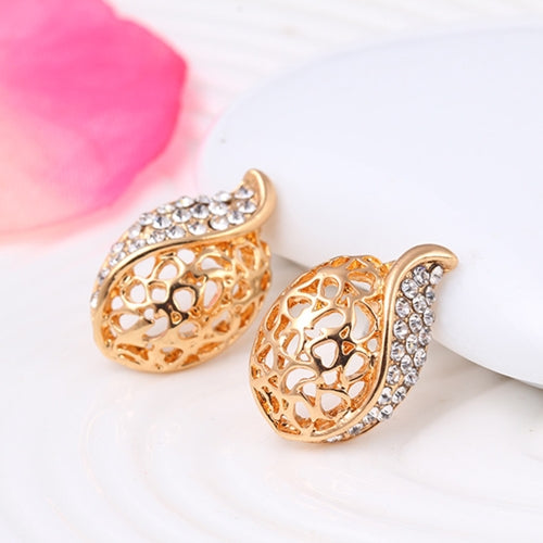 Fashion Hollowed-out Jewelry Set Alloy Rhinestone Necklace Earrings Women Jewelry