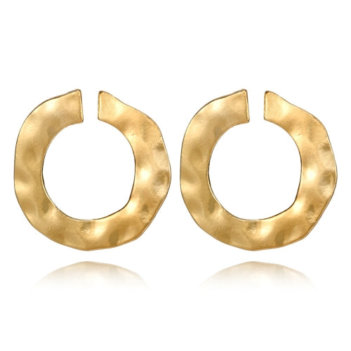 Fashion Irregular Geometry Circular Earrings for Women and Girls Round Ear Studs Accessories with Zinc Alloy