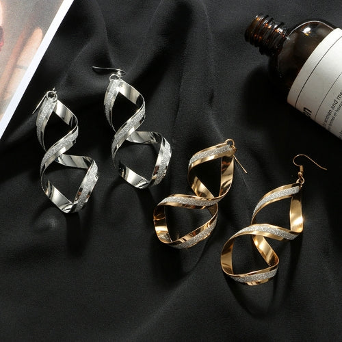 Simple and Fashion Personality Long Earrings Irregular Geometry Rotating Wave Eardrop with Zinc Alloy