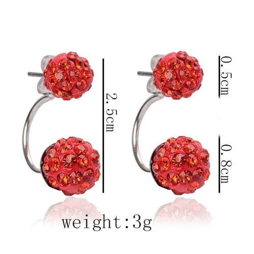 Fashion Crystal Diamond Ball Ear Studs Ear Accessories with Double Balls Earrings for Women and Girls