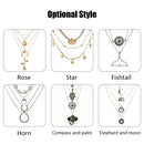 Fashion Personality Vintage Multi-layer Choker Collar Jewelry Long Pendant Necklaces Accessories for Women and Girls with Zinc Alloy