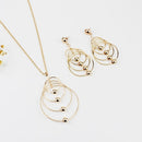 Fashion Exaggerated Round Circle Necklace Earrings Gold Plated Party Rock Personality Jewelry Set