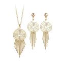 Fashion Exaggerated Swirl Gear Circle Spiral Earrings Necklace Personality Jewelry Set