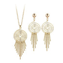 Fashion Exaggerated Swirl Gear Circle Spiral Earrings Necklace Personality Jewelry Set