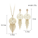 Fashion Exaggerated Swirl Gear Circle Spiral Earrings Necklace Personality Jewelry Set