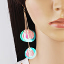 Fashion Retro Sequins Flower Earrings Exaggerated Petal Long Pendant Women Jewelry