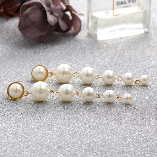 Fashion Simple Large Small Pearl Pendant Earrings Women Personality Temperament Jewelry