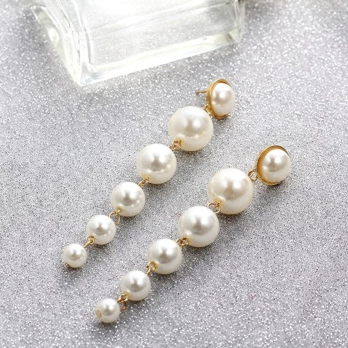 Fashion Simple Large Small Pearl Pendant Earrings Women Personality Temperament Jewelry