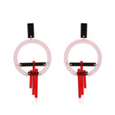 Fashion Acrylic Tassel Drop Earrings Geometric Round Circle Pendant Earrings for Women Charm Jewelry