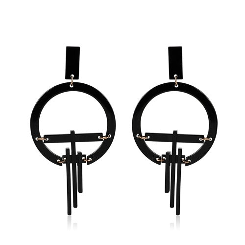 Fashion Acrylic Tassel Drop Earrings Geometric Round Circle Pendant Earrings for Women Charm Jewelry