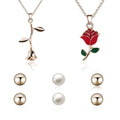 Fashion Jewelry Set Pendant Necklace Simple Pearl Ear Studs for Women Jewelry Accessory