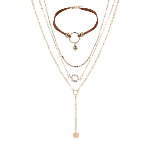 Fashion Multi-layer Pendant Clavicle Chain Long Necklace Different Lengths Jewelry Set for Women