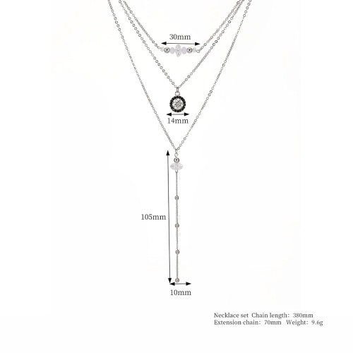 مجموعة مجوهرات عصرية متعددة الطبقات بسلسلة الترقوة وقلادة طويلة بأطوال مختلفة للنساء