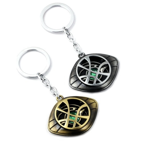 Doctor Strange Necklace Eye of Agamotto Alloy Key Chain Costume Prop Stone Pendant Exquisite Retro Key Ring