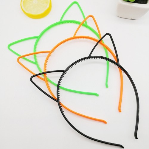 6pcs Assorted Colors Cat Ears Headbands Plastic Hairbands Hair Hoop Cute Hair Accessories Headwear for Women Girls