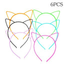 6pcs Assorted Colors Cat Ears Headbands Plastic Hairbands Hair Hoop Cute Hair Accessories Headwear for Women Girls