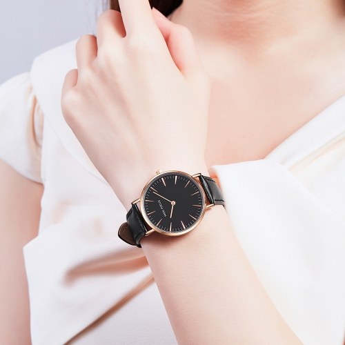 MINI FOCUS Women Quartz Watch Women's Fashion Watches with Leather Strap 3ATM Waterproof Female Wristbands for Business & Daily Life (Box Packaged)