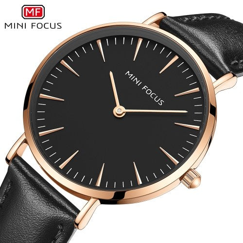 MINI FOCUS Women Quartz Watch Women's Fashion Watches with Leather Strap 3ATM Waterproof Female Wristbands for Business & Daily Life (Box Packaged)